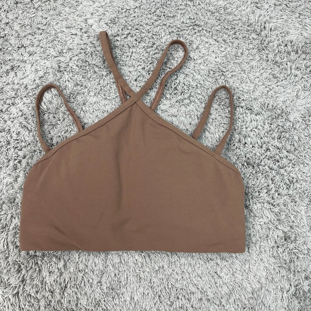 Lululemon Sports Bra Women 8 Brown Solid Crossback Light Support Activewear